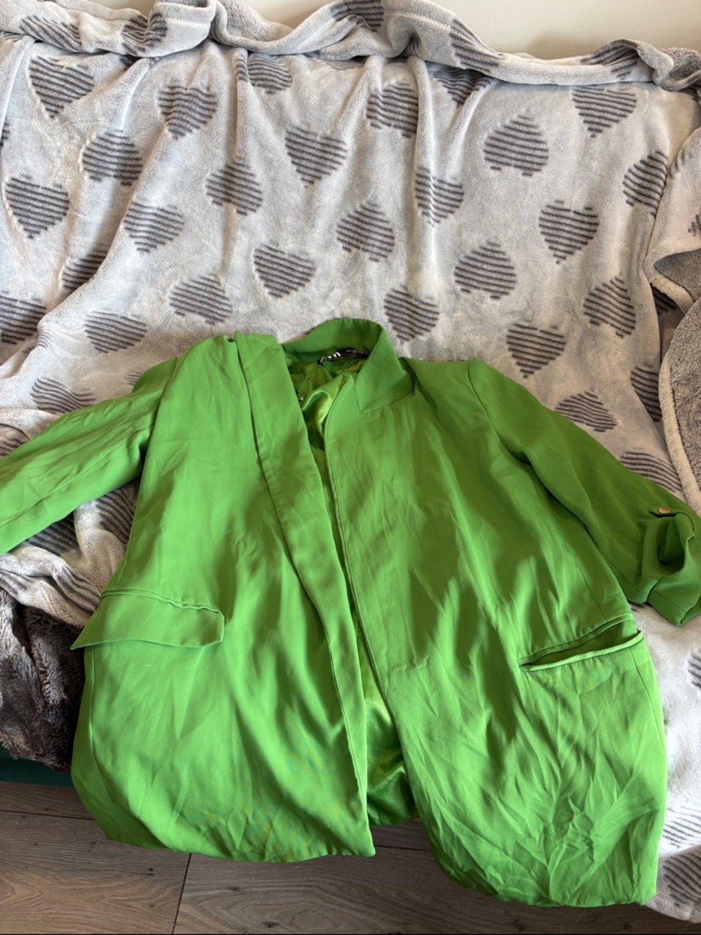 Zara Lime Green Open-Front Blazer